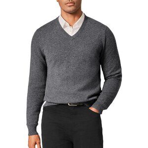 KVSS 100% Pure Cashmere Gray Men's V-Neck Sweater, Pullover Sz Large NWT!